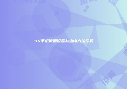 S6手机流量设置与查询方法详解
