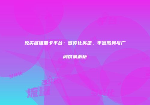 免实名流量卡平台：多样化类型、丰富服务与广阔前景解析