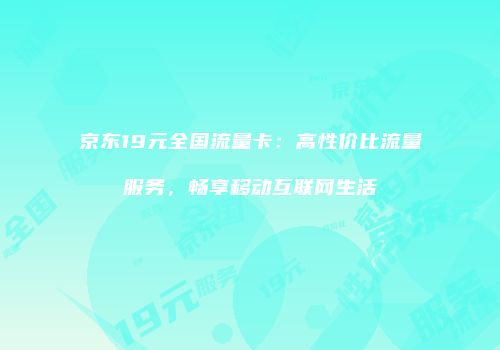 京东19元全国流量卡：高性价比流量服务，畅享移动互联网生活