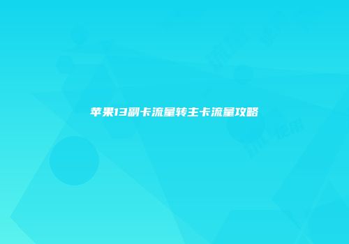 苹果13副卡流量转主卡流量攻略