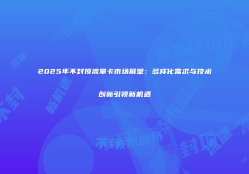 2025年不封顶流量卡市场展望：多样化需求与技术创新引领新机遇