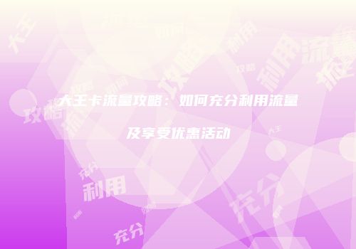 大王卡流量攻略：如何充分利用流量及享受优惠活动