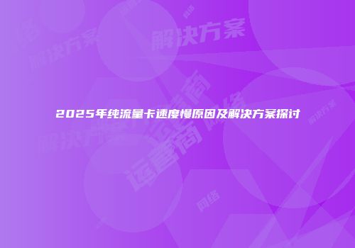 2025年纯流量卡速度慢原因及解决方案探讨