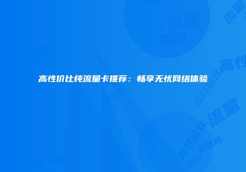 高性价比纯流量卡推荐：畅享无忧网络体验