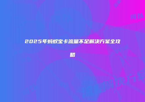 2025年蚂蚁宝卡流量不足解决方案全攻略
