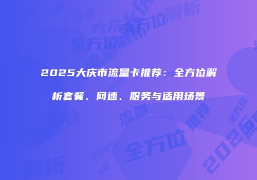 2025大庆市流量卡推荐：全方位解析套餐、网速、服务与适用场景