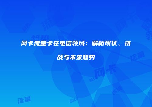 网卡流量卡在电信领域：解析现状、挑战与未来趋势