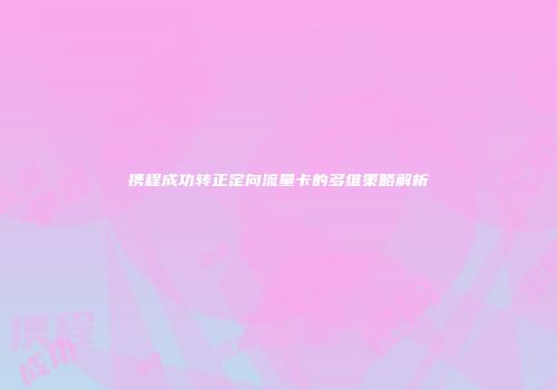 携程成功转正定向流量卡的多维策略解析