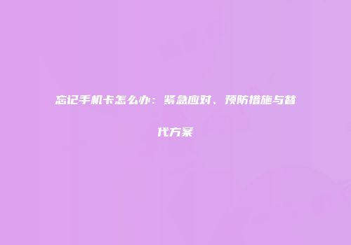 忘记手机卡怎么办：紧急应对、预防措施与替代方案