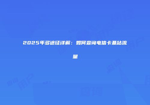2025年多途径详解：如何查询电信卡基站流量
