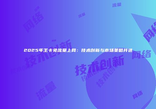 2025年王卡免流量上网：技术创新与市场策略并进