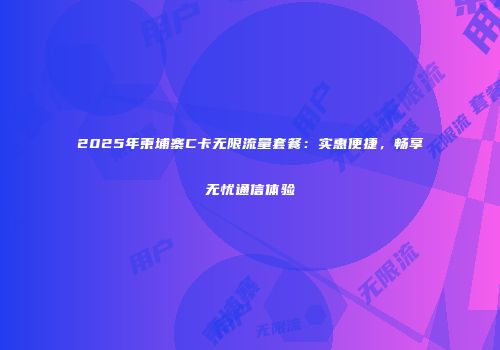 2025年柬埔寨C卡无限流量套餐：实惠便捷，畅享无忧通信体验
