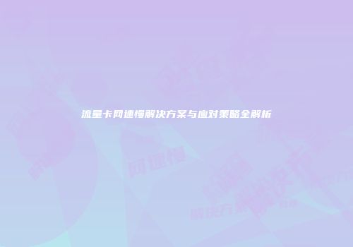 流量卡网速慢解决方案与应对策略全解析