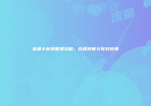 流量卡财务管理攻略：合理消费与有效使用