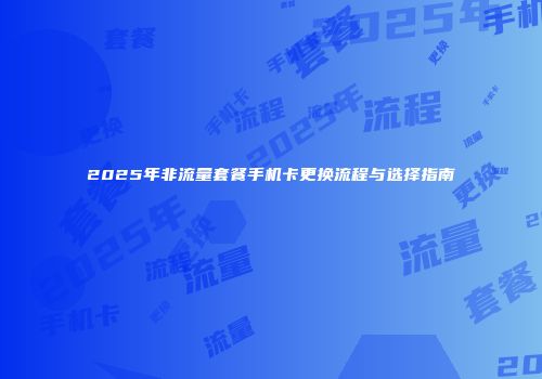 2025年非流量套餐手机卡更换流程与选择指南