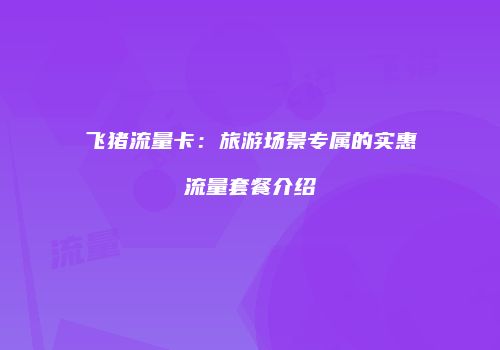 飞猪流量卡：旅游场景专属的实惠流量套餐介绍