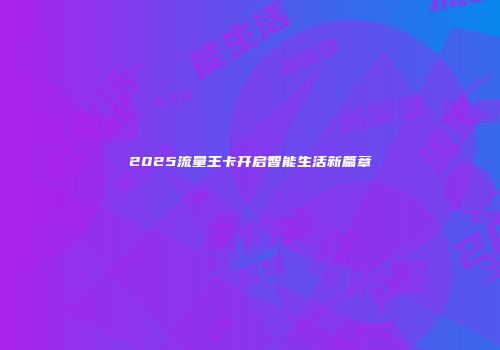 2025流量王卡开启智能生活新篇章
