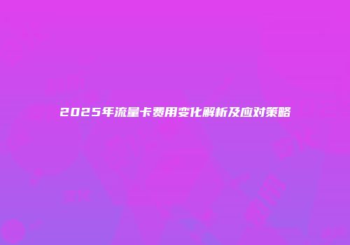 2025年流量卡费用变化解析及应对策略