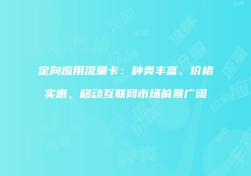 定向应用流量卡：种类丰富、价格实惠，移动互联网市场前景广阔