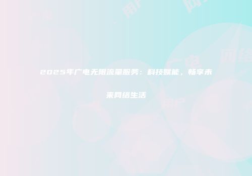 2025年广电无限流量服务：科技赋能，畅享未来网络生活