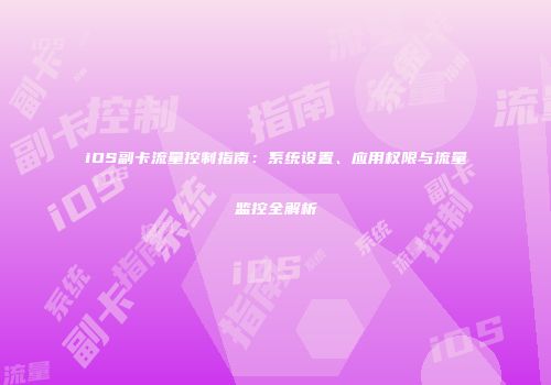 iOS副卡流量控制指南：系统设置、应用权限与流量监控全解析