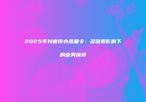2025年抖音停办流量卡：多因素影响下的业务抉择