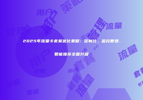 2025年流量卡套餐优化策略：定制化、监控管理、智能推荐全面升级