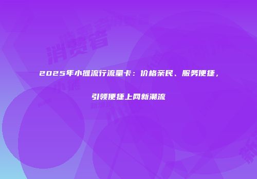 2025年小摊流行流量卡：价格亲民、服务便捷，引领便捷上网新潮流