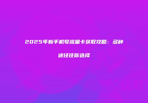 2025年新手机号流量卡获取攻略：多种途径任你选择