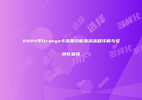 2025年Orange卡流量功能激活流程详解与多样化选择