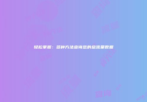轻松掌握：多种方法查询您的总流量数据