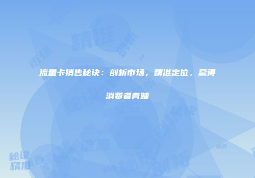 流量卡销售秘诀：剖析市场，精准定位，赢得消费者青睐