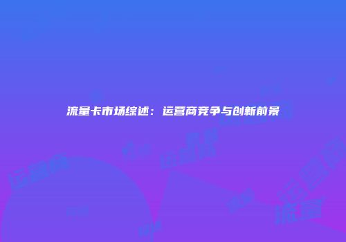 流量卡市场综述：运营商竞争与创新前景