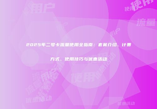 2025年二号卡流量使用全指南：套餐介绍、计费方式、使用技巧与优惠活动