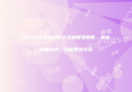 2025年全新启航卡流量管理策略：革新流量服务，赋能智慧生活