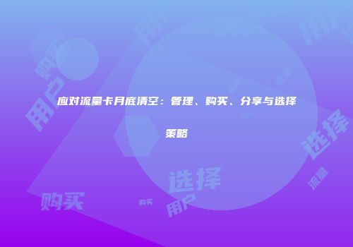 应对流量卡月底清空：管理、购买、分享与选择策略