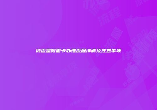 纯流量校园卡办理流程详解及注意事项
