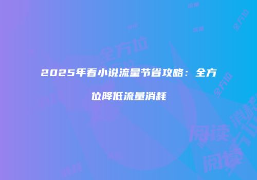 2025年看小说流量节省攻略：全方位降低流量消耗