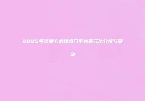2025年流量卡市场热门平台多元化分析与展望