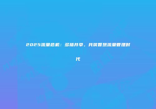 2025流量危机：多措并举，共筑智慧流量管理时代