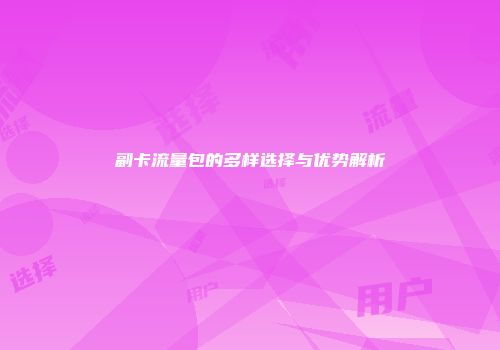 副卡流量包的多样选择与优势解析