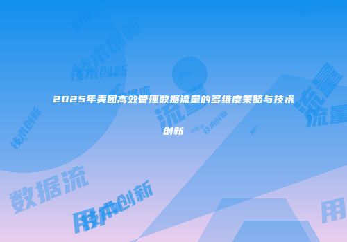 2025年美团高效管理数据流量的多维度策略与技术创新