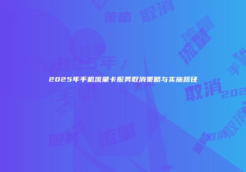 2025年手机流量卡服务取消策略与实施路径