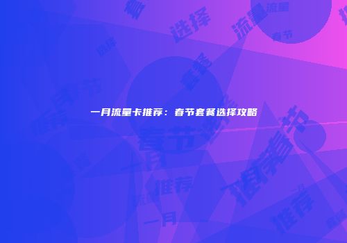一月流量卡推荐：春节套餐选择攻略