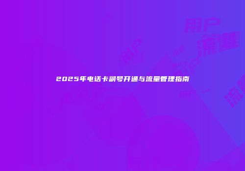 2025年电话卡副号开通与流量管理指南