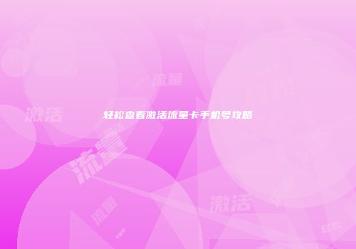 轻松查看激活流量卡手机号攻略