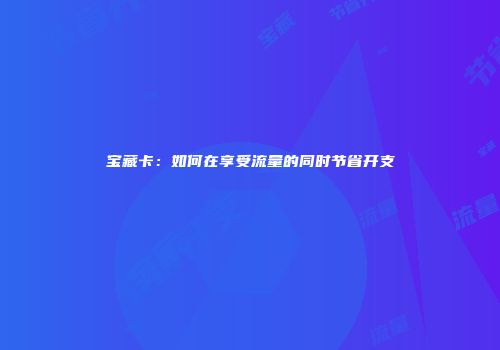宝藏卡：如何在享受流量的同时节省开支