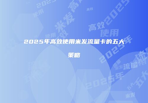 2025年高效使用米发流量卡的五大策略