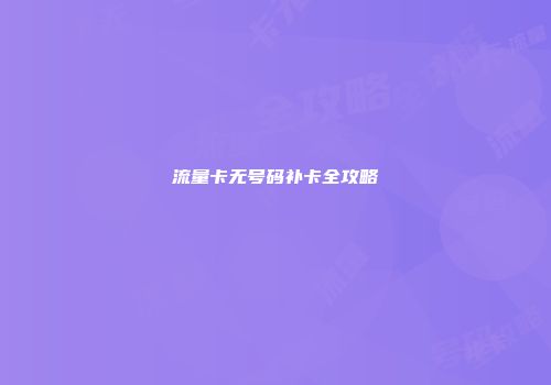 流量卡无号码补卡全攻略