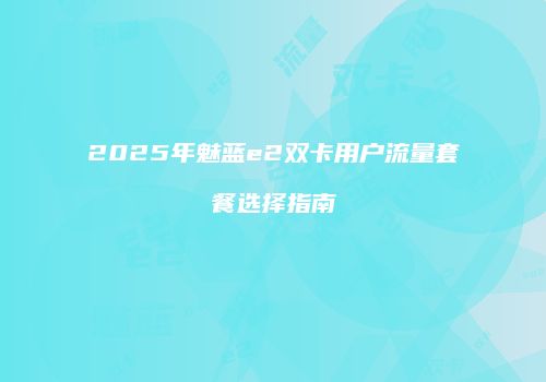 2025年魅蓝e2双卡用户流量套餐选择指南